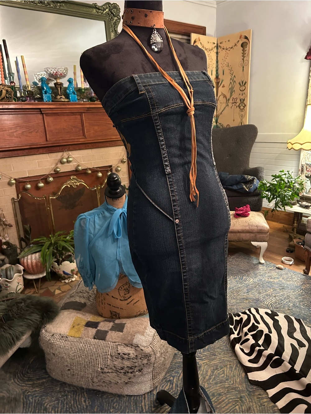 Strapless Baby Phat Dark Wash Denim Streetwear Dress SOLDDDDDD - Picture 13 of 16